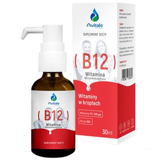 Avitale Witamina B12, metylokobalamina 200 µg, krople, 30 ml - zdjęcie produktu