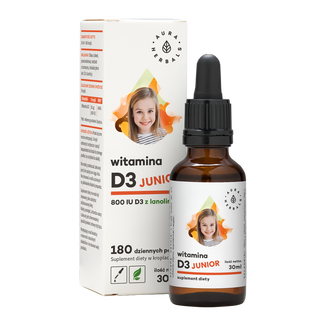 Aura Herbals, Witamina D3 Junior 800 IU, krople, 30 ml USZKODZONE OPAKOWANIE - zdjęcie produktu