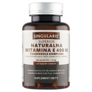 Singularis Superior Naturalna Witamina E 400 IU Tokoferole Kompleks, 120 kapsułek miękkich - zdjęcie produktu