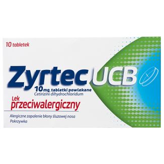 Zyrtec UCB 10 mg, 10 tabletek powlekanych - zdjęcie produktu