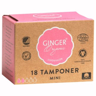 Ginger Organic, tampony, Mini, 18 sztuk - zdjęcie produktu