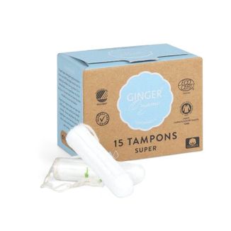 GingerOrganic, tampony bez aplikatora, Super, 15 sztuk GingerOrganic, tampony bez aplikatora, Super, 15 sztuk - zdjęcie produktu