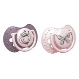 Lovi Botanic, smoczek uspokajający, 0-3 miesiące, silikonowy, dynamiczny, Girl, 2 sztuki USZKODZONE OPAKOWANIE - miniaturka zdjęcia produktu