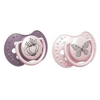 Lovi Botanic, smoczek uspokajający, 0-3 miesiące, silikonowy, dynamiczny, Girl, 2 sztuki USZKODZONE OPAKOWANIE - zdjęcie produktu