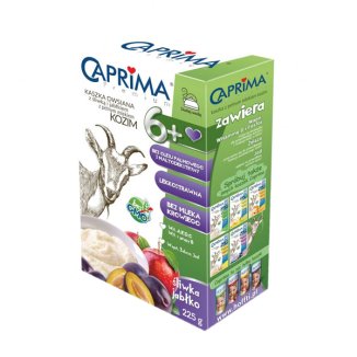 Caprima Premium Kaszka owsiana z pełnym mlekiem kozim, śliwka-jabłko, po 6 miesiącu, 225 g - zdjęcie produktu