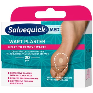 Salvequick Med Wart Plaster, na kurzajki, z kwasem salicylowym, 20 sztuk - zdjęcie produktu