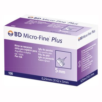 BD Micro-Fine Plus, igły do penów insulinowych 31G (0,25 mm) x 5 mm, 100 sztuk - zdjęcie produktu