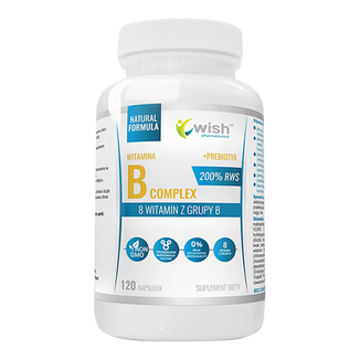 Wish Witamina B Complex, 8 witamin z grupy B + prebiotyk, 120 kapsułek - zdjęcie produktu
