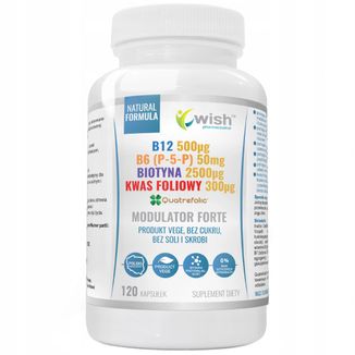 Wish B12 + B6 (P-5-P) + Biotyna + Kwas Foliowy Modulator Forte, 120 kapsułek USZKODZONE OPAKOWANIE - zdjęcie produktu