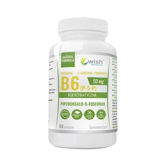 Wish, Witamina B6 P-5-P koenzymatyczna 50 mg + prebiotyk, 60 kapsułek - zdjęcie produktu