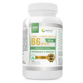 Wish, Witamina B6 50 mg + L-leucyna + prebiotyk, 120 kapsułek - zdjęcie produktu