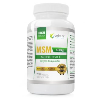 Wish, Siarka organiczna MSM 500 mg, 250 tabletek - zdjęcie produktu