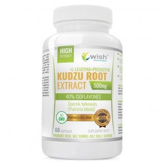 Wish, Kudzu Root Extract, opornik łatkowaty 500 mg + L-leucyna + prebiotyk, 60 kapsułek - zdjęcie produktu