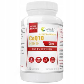 Wish CoQ10 Forte 100 mg, ubichinon + L-leucyna + prebiotyk, 120 kapsułek - zdjęcie produktu