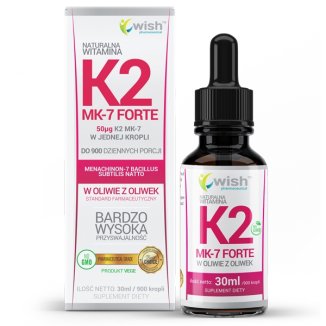 Wish K2 MK-7 Forte 50 μg, witamina K, 30 ml - zdjęcie produktu