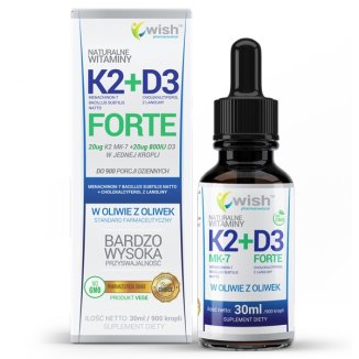 Wish Naturalne Witaminy K2 MK7 + D3 Forte, krople, 30 ml - zdjęcie produktu