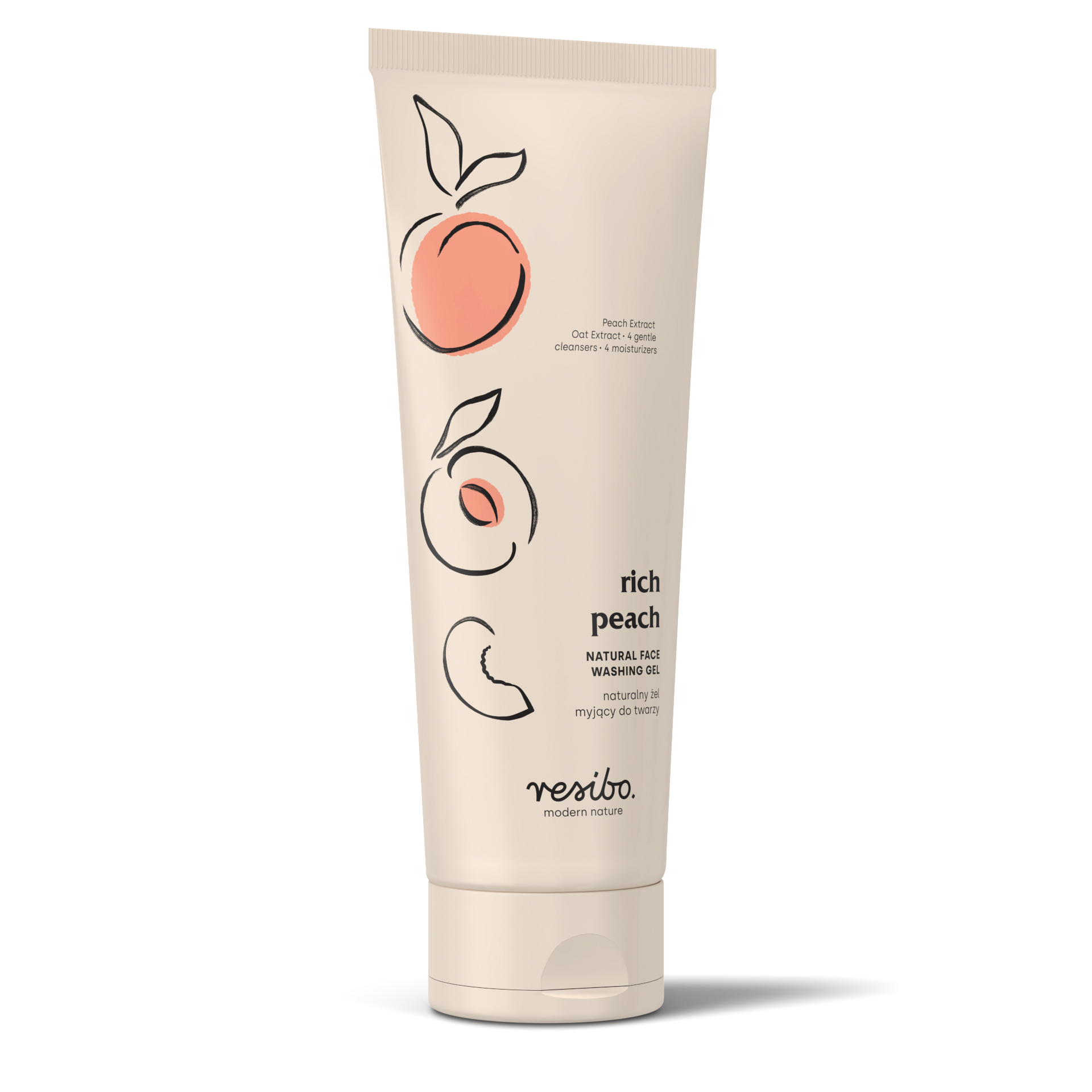 Resibo Resibo Rich Peach, naturalny żel myjący do twarzy z ekstraktem z brzoskwini, 125 ml