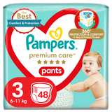 Pampers Premium Care Pants, pieluchomajtki jednorazowe, rozmiar 3, 6-11 kg, 48 sztuk - miniaturka zdjęcia produktu