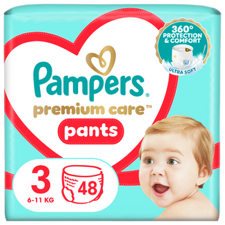 Pampers Premium Care Pants 3 (6-11 kg), pieluchomajtki, 48 sztuk - zdjęcie produktu