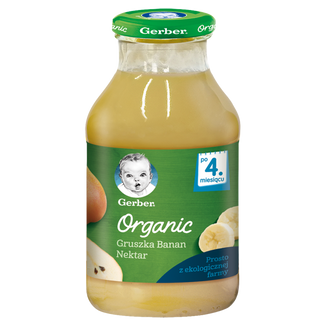 Gerber Organic, Nektar gruszka, banan, po 4 miesiącu, 200 ml - zdjęcie produktu