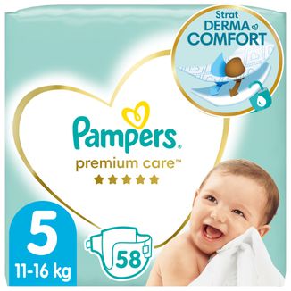 Pampers Premium Care, pieluchy, rozmiar 5, Maxi, 11-16 kg, 58 sztuki - zdjęcie produktu