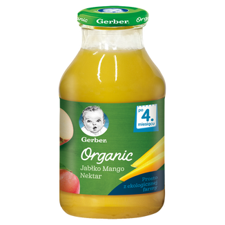 Gerber Organic, Nektar jabłko, mango, po 4 miesiącu, 200 ml - zdjęcie produktu