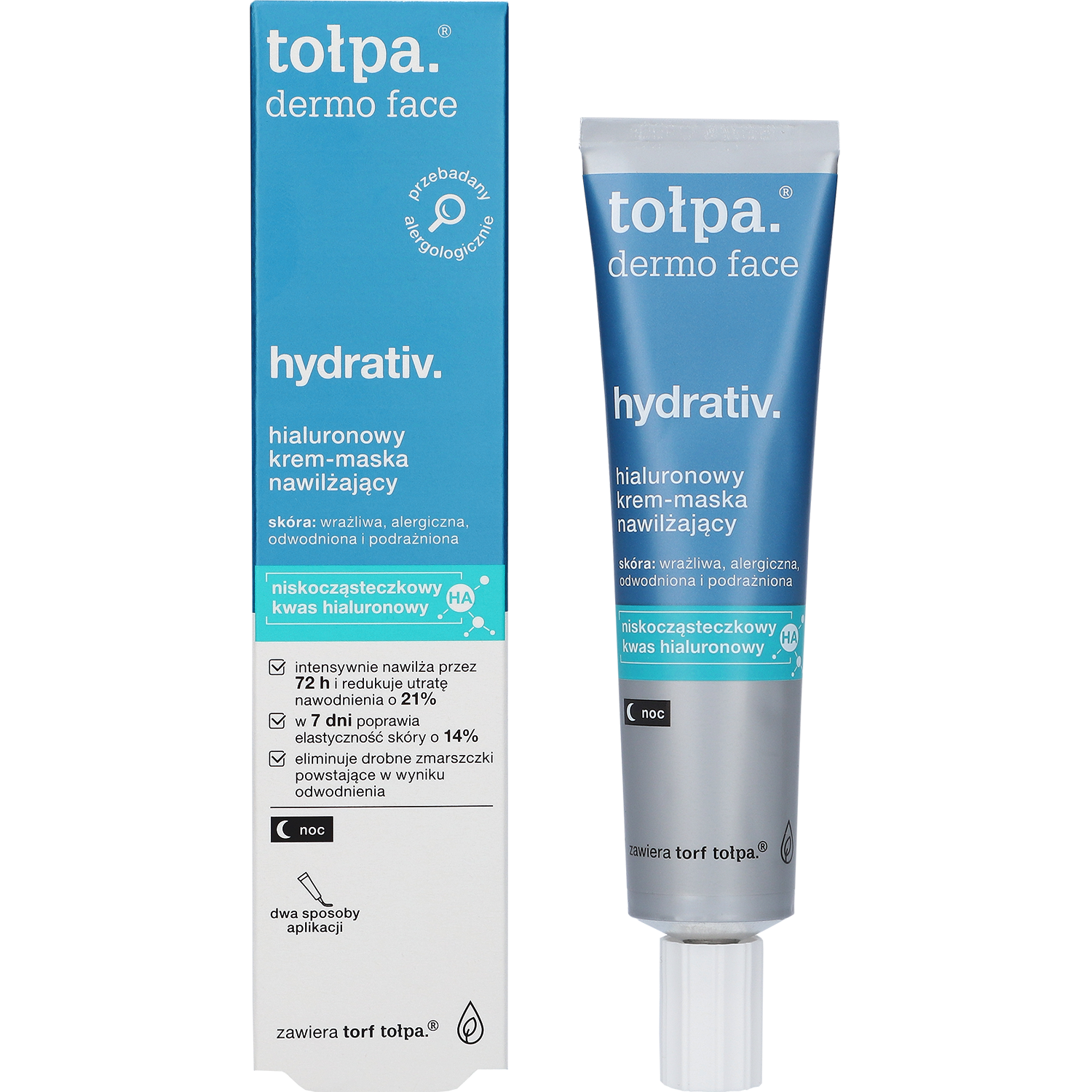 Tołpa Tołpa Dermo Face, Hydrativ, nawilżający krem-maska odprężający na twarz, szyję i dekolt, na noc, 40 ml