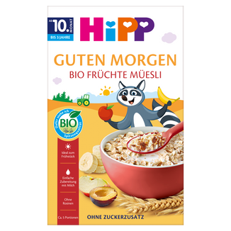 HiPP BIO od pokoleń, musli wielozbożowe banany-jabłka-śliwki, od 10 miesiąca, 200 g - zdjęcie produktu