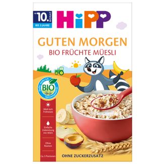 HiPP BIO od pokoleń, musli wielozbożowe banany-jabłka-śliwki, od 10 miesiąca, 200 g - zdjęcie produktu