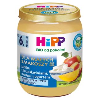 HiPP Dla małych smakoszy Bio, jabłka z brzoskwiniami, mango i jogurtem, 160 g - zdjęcie produktu