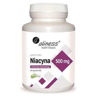 Aliness Niacyna 500 mg, amid kwasu nikotynowego, 100 kapsułek vege - zdjęcie produktu
