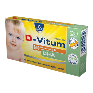 D-vitum 600 j.m. witaminy D DHA, dla niemowląt od 6 miesiąca, 30 kapsułek twist-off - zdjęcie produktu