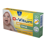D-Vitum, witamina D + DHA dla noworodków, niemowląt i dzieci 400 j.m., 30 kapsułek twist-off USZKODZONE OPAKOWANIE - miniaturka zdjęcia produktu