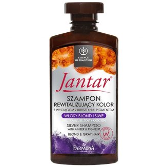 Farmona Jantar, szampon rewitalizujący kolor z wyciągiem z bursztynu i pigmentem, włosy blond i siwe, 330 ml - zdjęcie produktu