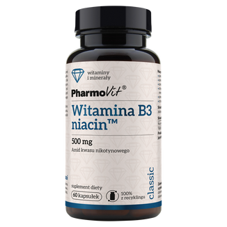 PharmoVit, Witamina B3, Niacyna 500 mg, 60 kapsułek - zdjęcie produktu