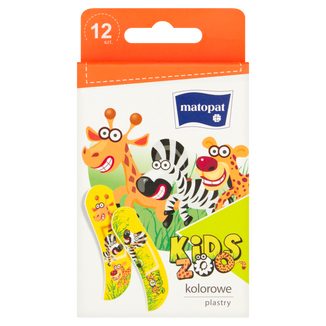 Matopat Kids, plastry dla dzieci z opatrunkiem, Zoo, 12 sztuk USZKODZONE OPAKOWANIE - zdjęcie produktu