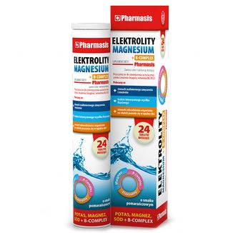 Pharmasis Elektrolity Magnesium + B-Complex, smak pomarańczowy, 24 tabletki musujące KRÓTKA DATA - zdjęcie produktu