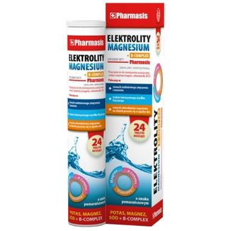 Pharmasis Elektrolity Magnesium + B-Complex, smak pomarańczowy, 24 tabletki musujące - zdjęcie produktu