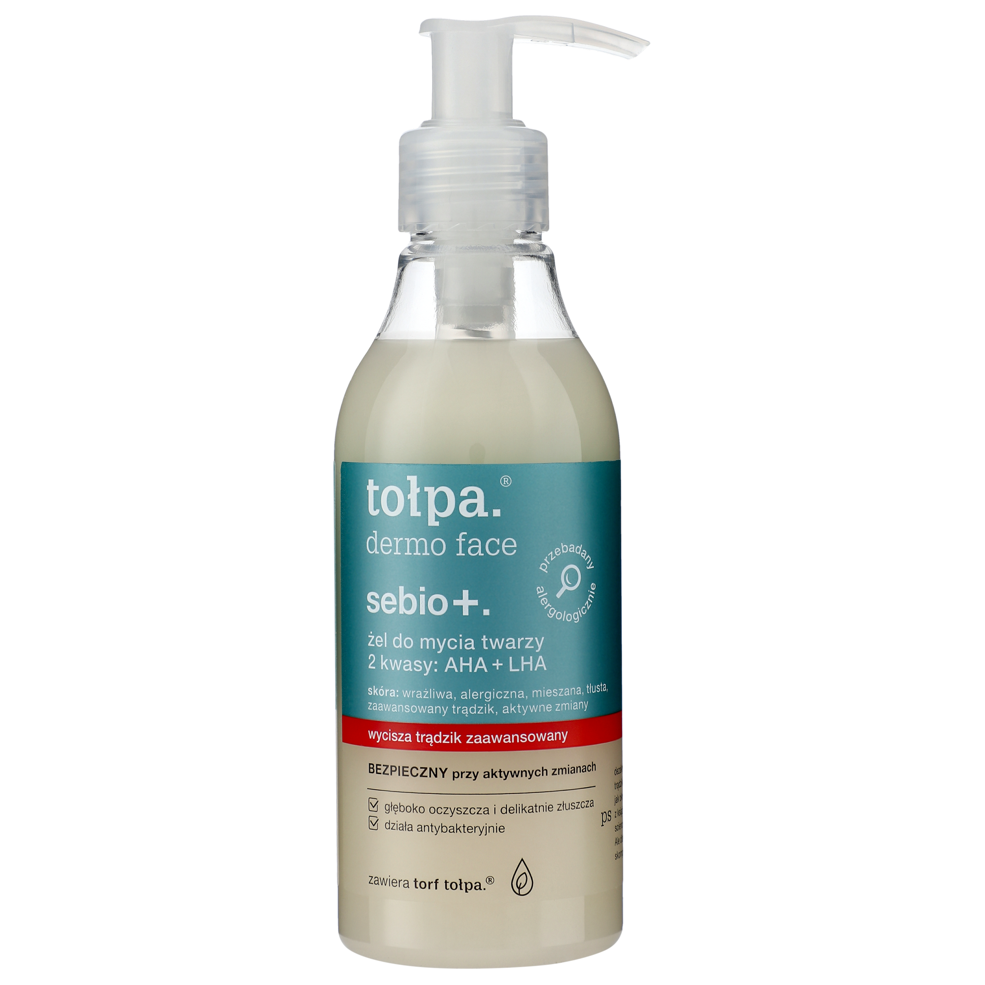 Tołpa Tołpa Dermo Face Sebio+, żel do mycia twarzy 2 kwasy: AHA+LHA, 195 ml