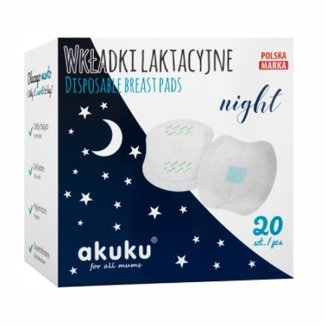 Akuku, wkładki laktacyjne Night, 20 sztuk - zdjęcie produktu