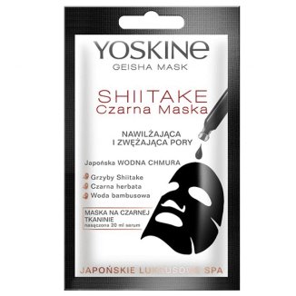 Yoskine Geisha Mask Shiitake, czarna maska na tkaninie, nawilżająca i zwężająca pory, 20 ml - zdjęcie produktu