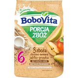 BoboVita Porcja Zbóż Kaszka zbożowo-owsiana 3 zboża, jabłko-gruszka, mleczna, bez dodatku cukru, po 6 miesiącu, 210 g - miniaturka zdjęcia produktu