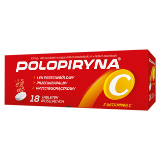 Polopiryna C 500 mg + 200 mg, 18 tabletek musujących - zdjęcie produktu