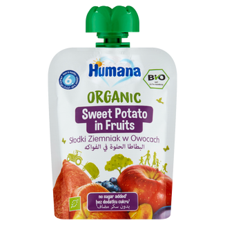 Humana, Organic mus, słodki ziemniak w owocach, po 6 miesiącu życia, 90 g - zdjęcie produktu