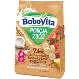 BoboVita Porcja Zbóż Kaszka zbożowo-owsiana 7 zbóż, truskawka-banan, mleczna, bez dodatku cukru, po 8 miesiącu, 210 g - miniaturka zdjęcia produktu