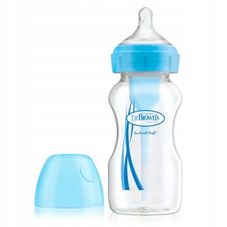 Dr Brown's, butelka antykolkowa, szeroka szyjka Options +, ze smoczkiem, niebieska, 270 ml - zdjęcie produktu