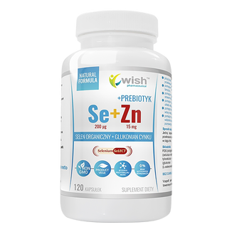 Wish, Selen Organiczny 200 µg + Glukonian cynku 15 mg + Prebiotyk, 120 kapsułek - zdjęcie produktu
