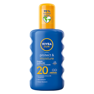 Nivea Sun Protect & Moisture, nawilżający spray do opalania SPF 20, 200 ml - zdjęcie produktu