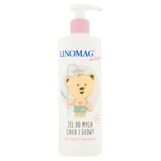 Linomag Emolienty, żel do mycia ciała i głowy dla dzieci i niemowląt od 1 dnia życia, 400 ml - zdjęcie produktu