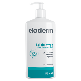 Eloderm Omega 3-6-9 Plus, żel do mycia ciała i włosów 2w1, od 1 dnia życia, 400 ml - zdjęcie produktu